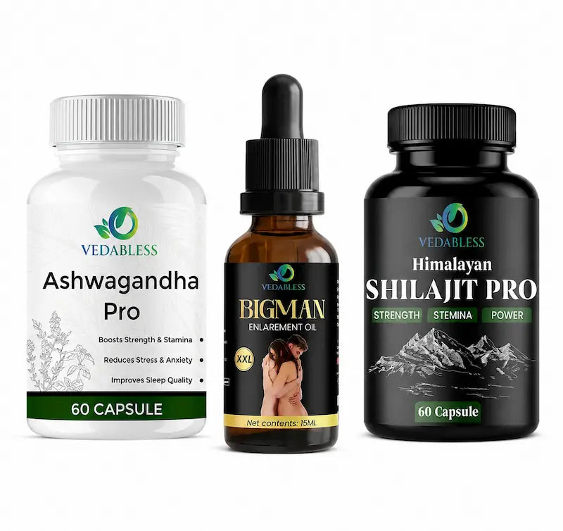 Ashwagandha Pro + Shilajit Pro + Herbal Care Oil – Energy & Vitality Support Combo